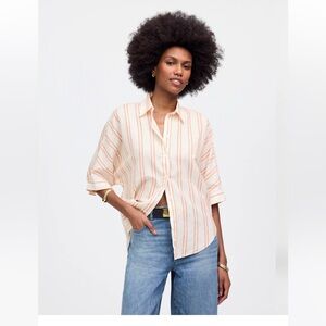Madewell oversized pleated sleeve button down shirt size XS new